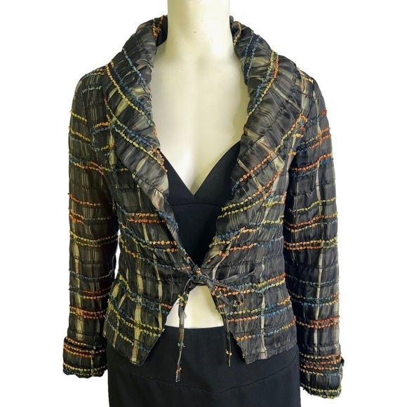 ALEXANDER MCQUEEN 1995 GREEN JACKET MULTICOLOUR STRINGS VINTAGE MADE IN ITALY 40 - Picture 1 of 17